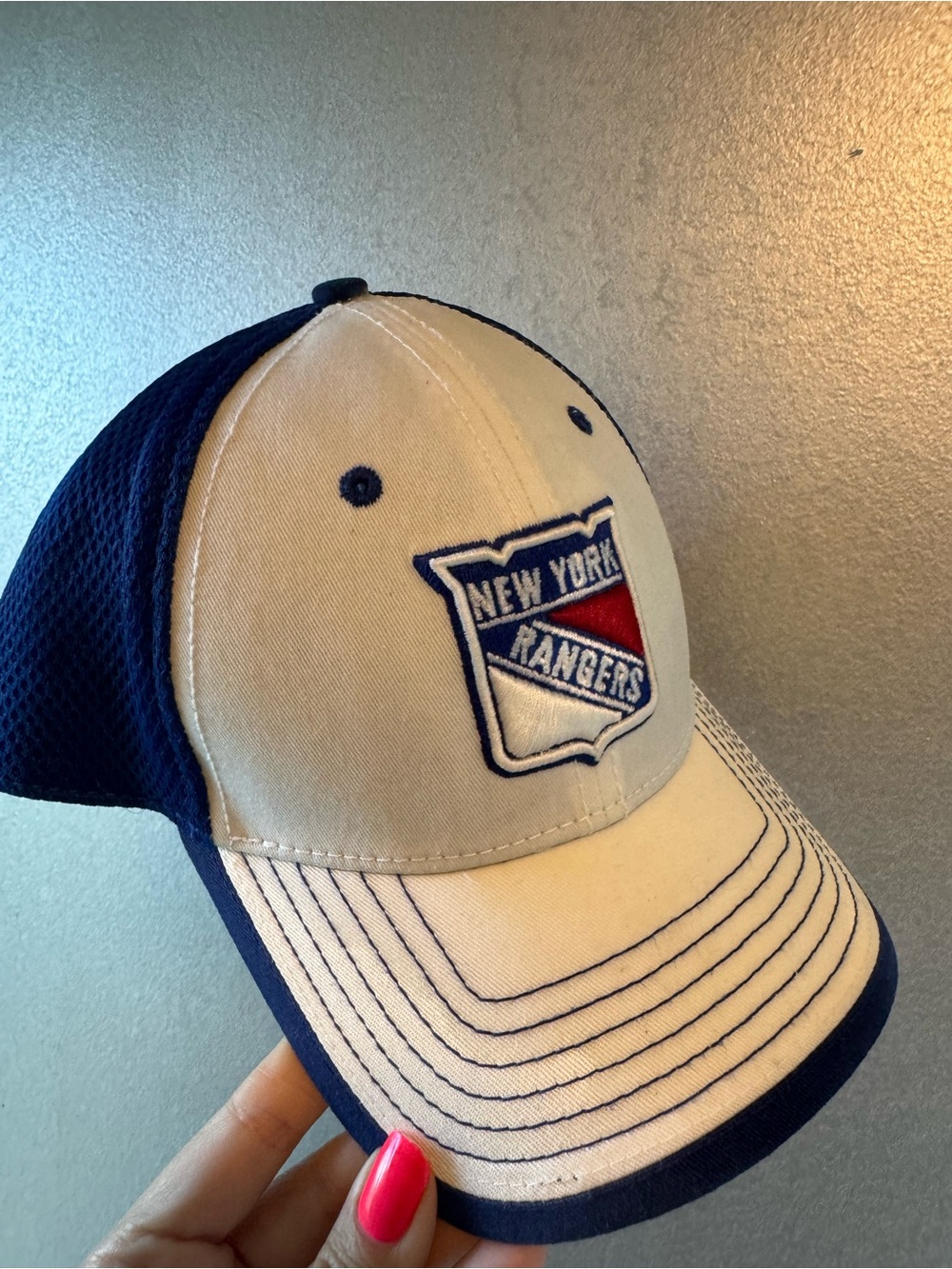 NYR blue white Adult Baseball Mesh Cap New York Rangers Medium Large